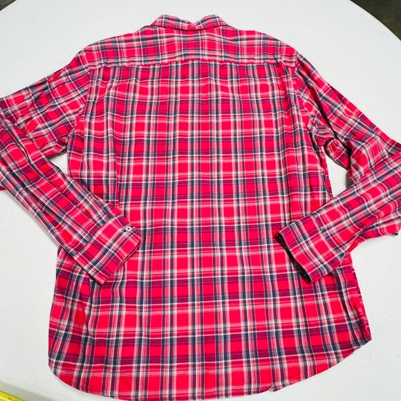 Untuckit Button Down Plaid Red Blue White Lightweight Cotton Shirt Men's Large. - Picture 7 of 8